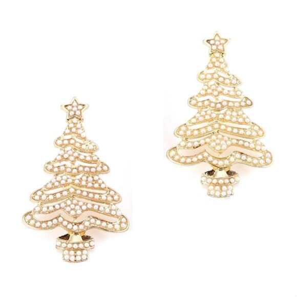 Christmas Tree Rhinestone Earrings - Picture 3 of 7